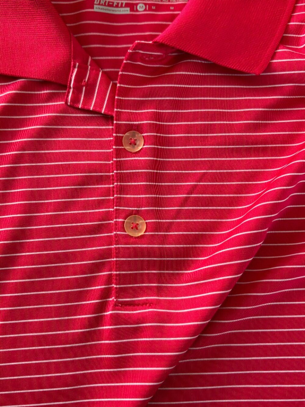 Nike Golf Performance Polo Shirt Red White Striped Short Sleeve Men's Medium EUC - Picture 4 of 6